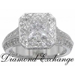 2.55 CT Women's Princess Cut Diamond Engagement Ring 14K